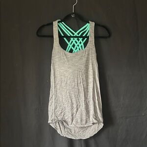 lululemon athletica Gray Tank with Teal Crisscross Back